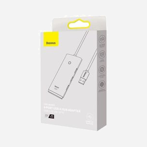 Hub USB 3.2 Gen 1 Baseus WKQX030001 Noir, 4 ports Type-A, 5000 Mbit/s, ABS, 5V 2A, Compatible Windows/macOS/Linux, 44x110x14mm - Miniature 3