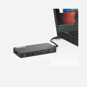 Lenovo Dock USB-C GX90T77924 : USB 3.2 Gen 1, HDMI 1.4, Lecteur SD/MicroSD, 1x USB 2.0, 2x USB-A 3.2 Gen 1, Gris, Windows 10, 247x49.6x13mm - Miniature 4
