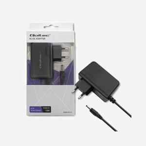 Qoltec 50776 Adaptateur Secteur/Chargeur Batterie Intérieur 220-240V 15W 5V/3A Protections Surtension/Surchauffe/Surcharge/Court-circuit Noir, câble 1.14m