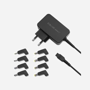 Qoltec 51025 Adaptateur Secteur 220V 45W Max. Chargeur Batterie Intérieur, Protection Surtension/Surchauffe/Surcharge/Court-circuit, Câble 1.7m, Noir - Miniature 2