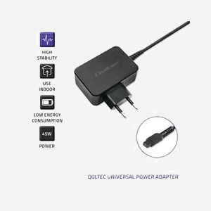 Qoltec 51025 Adaptateur Secteur 220V 45W Max. Chargeur Batterie Intérieur, Protection Surtension/Surchauffe/Surcharge/Court-circuit, Câble 1.7m, Noir - Miniature 3