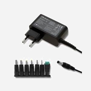 Qoltec 51736 Adaptateur Secteur Universel 30W, Entrée 220-240V, Sortie 12V 2.5A, Noir, Câble 1.78m, Alimentation CA vers CC Interne.