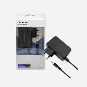 Adaptateur Secteur Universel Qoltec 51034 19W Noir - Entrée 220-240V, Sortie 9V/2.1A, Protections Surtension/Surchauffe/Court-circuit, Câble 1.7m - Miniature 1