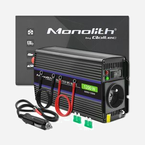Qoltec Monolith Onduleur Auto/Indoor 600W, Entrée 12V DC, Sortie 230V AC 50Hz, Port USB 18W, Protections Surtension/Court-circuit, Refroidissement Actif - Miniature 1
