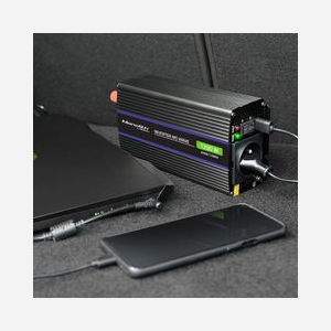 Qoltec Monolith Onduleur Auto/Indoor 600W, Entrée 12V DC, Sortie 230V AC 50Hz, Port USB 18W, Protections Surtension/Court-circuit, Refroidissement Actif - Miniature 3
