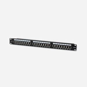 Panneau de brassage Techly I-PP-24-RS-C6T, 24 ports RJ45 Cat.6, 10/100/1000Base-T(X), S/UTP, Contacts Or, Noir, 482x43x109mm, RoHS, WEEE