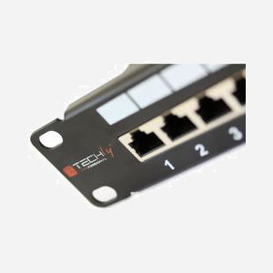 Panneau de brassage Techly I-PP-24-RS-C6T, 24 ports RJ45 Cat.6, 10/100/1000Base-T(X), S/UTP, Contacts Or, Noir, 482x43x109mm, RoHS, WEEE - Miniature 5
