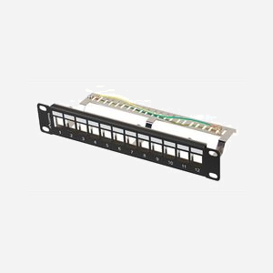 Panneau de brassage Lanberg PPKS-9212-B 1U 12 ports FTP pour modules Keystone, Acier Galvanisé Noir, 254x100x44.5mm, -10°C à 60°C