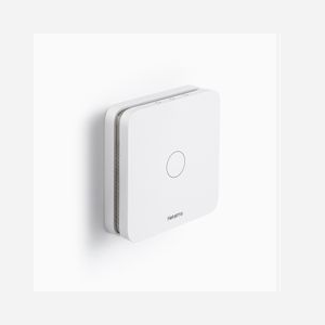 Netatmo CO Detector NCO-EC : Détecteur de Monoxyde de Carbone sans fil, alimentation batterie Lithium, dimensions 100x100x23mm, compatible Homekit, certifications NF & CE.