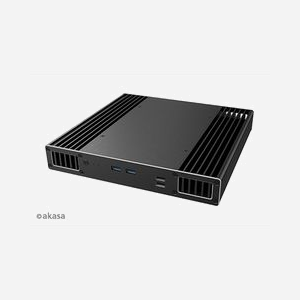 Akasa Plato TN USFF Noir, Boîtier PC Aluminium, 1 baie 2.5", 2x HDMI, Montage VESA, Dimensions 247x240x38.5mm, Référence A-NUC65-M1B