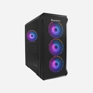 GENESIS Irid 503 ARGB Micro Tower PC Noir/Transparent, micro ATX/Mini-ITX, 3x120mm avant, 1x120mm arrière, 2x3.5", 3x2.5", USB 3.2 Gen 1 - Miniature 1