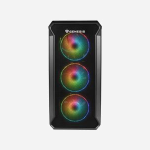 GENESIS Irid 503 ARGB Micro Tower PC Noir/Transparent, micro ATX/Mini-ITX, 3x120mm avant, 1x120mm arrière, 2x3.5", 3x2.5", USB 3.2 Gen 1 - Miniature 3