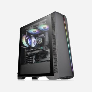 Thermaltake H350 TG RGB - Boîtier PC Midi Tower Noir (SPCC, Verre Trempé) - ATX/microATX/Mini-ITX, 2x3.5", 2x2.5", USB 3.2 Gen 1, Ventilateurs 120mm - Miniature 1
