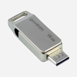 Goodram ODA3 16 Go - Clé USB Type-A/USB Type-C 3.2 Gen 1 (3.1 Gen 1) - Lecture 60 Mo/s, Écriture 20 Mo/s - Format Pivotant, Boîtier Métal Argent - Miniature 3