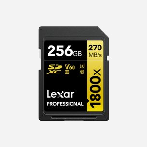 Lexar LSD1800256G-BNNNG Carte Flash SDXC 256Go Classe 10 UHS-I U3 V60 (270 Mo/s Lecture, 180 Mo/s Écriture) Résistante Chocs/Température/Rayons X