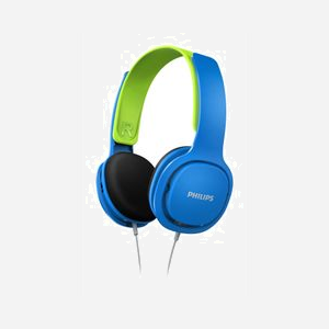 Philips SHK2000BL/00 Casque Audio Enfant Supra-Aural 32mm Néodyme 12-22000Hz 32 Ohm 99dB Limiteur 85dB Câble 3.5mm Bleu/Vert 40mW 100.2g