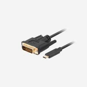 Lanberg Câble Adaptateur Vidéo USB Type-C vers DVI-D 1.8m - Résolution 3840x2160 60Hz - Contacts Or - AWG 26/32 - Noir, Jeu Composants RTD2171
