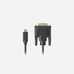 Lanberg Câble Adaptateur Vidéo USB Type-C vers DVI-D 1.8m - Résolution 3840x2160 60Hz - Contacts Or - AWG 26/32 - Noir, Jeu Composants RTD2171 - Miniature 2