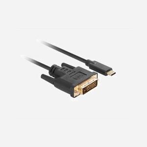 Lanberg Câble Adaptateur Vidéo USB Type-C vers DVI-D 1.8m - Résolution 3840x2160 60Hz - Contacts Or - AWG 26/32 - Noir, Jeu Composants RTD2171 - Miniature 3