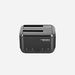 NATEC Kangaroo NSD-0955 : Boîtier Externe Dual HDD/SSD 2.5/3.5" SATA/SATA II/SATA III, USB 3.2 Gen 1 Type-A, Aluminium Noir, jusqu'à 5 Gbit/s - Miniature 2