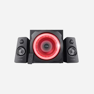 Trust GXT 629 Tytan - Système d'enceintes 2.1 60W RMS (120W PMPO), Subwoofer 30W, Satellites 15W, RGB, Télécommande sans fil, Entrée Line-in 3.5mm - Miniature 3