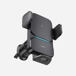 Baseus CGZX000001 Support Actif Voiture pour Mobile/Smartphone 4.7"-7.5" Fixation Ventilation Noir ABS/Silicone avec Chargeur Wireless USB - Miniature 1