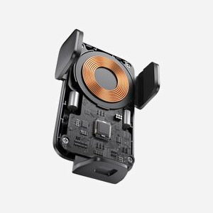 Baseus CGZX000001 Support Actif Voiture pour Mobile/Smartphone 4.7"-7.5" Fixation Ventilation Noir ABS/Silicone avec Chargeur Wireless USB - Miniature 4