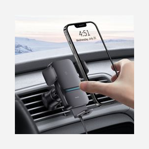 Baseus CGZX000001 Support Actif Voiture pour Mobile/Smartphone 4.7"-7.5" Fixation Ventilation Noir ABS/Silicone avec Chargeur Wireless USB - Miniature 5
