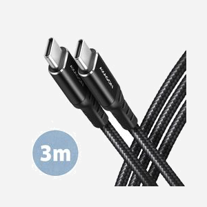 Axagon BUCM-CM30AB Câble USB-C Mâle/Mâle 3m USB 2.0 0.48Gbit/s, contacts Or, Power Delivery 60W, 20V/3A, AWG 22/30, Cuivre sans oxygène, Noir