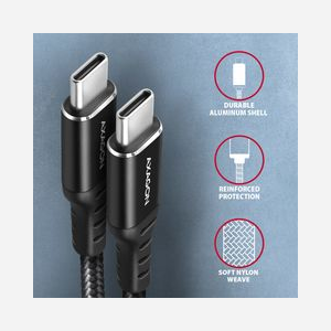 Axagon BUCM-CM30AB Câble USB-C Mâle/Mâle 3m USB 2.0 0.48Gbit/s, contacts Or, Power Delivery 60W, 20V/3A, AWG 22/30, Cuivre sans oxygène, Noir - Miniature 3