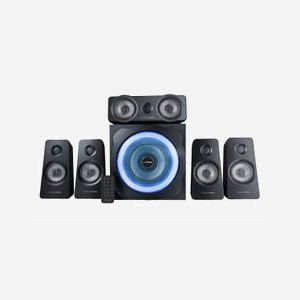 Trust GXT 658 Tytan Système d'Enceintes 5.1, 90W RMS, Subwoofer 180W, Télécommande sans Fil, Compatible PC/Consoles, LED Bleue, Noir - Miniature 2