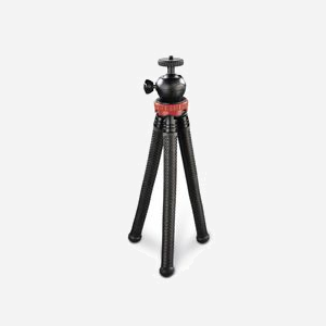 Hama FlexPro Trépied Aluminium pour Smartphone/Action Caméra, 3 Pieds, Hauteur 16-27cm, Montage 1/4", Tête Ball, Noir/Rouge, Réf: 00004608 - Miniature 2