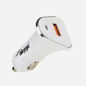 Akyga Chargeur Auto AK-CH-07 USB 5V/3.0A 15W Quick Charge 3.0 Blanc 12-24V compatible Téléphone & Tablette, Puissance max 18W, Sortie 5-12V, Dimensions 33x60x33mm - Miniature 1