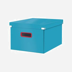 Leitz Click & Store 53480061 : Boîte de Rangement Rectangulaire en Carton Bleu 16L (281x370x200mm) avec Couvercle Détachable