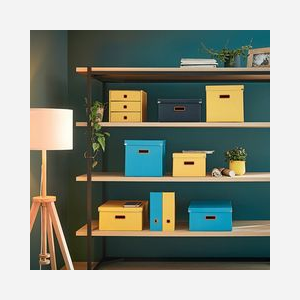 Leitz Click & Store 53480061 : Boîte de Rangement Rectangulaire en Carton Bleu 16L (281x370x200mm) avec Couvercle Détachable - Miniature 2