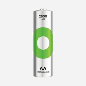 GP Batteries 201246 : Lot de 4 Piles Rechargeables AA NiMH 1.2V 2600 mAh, Température de Fonctionnement -20°C à 50°C