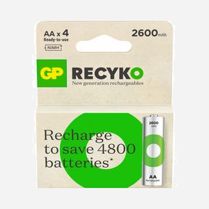 GP Batteries 201246 : Lot de 4 Piles Rechargeables AA NiMH 1.2V 2600 mAh, Température de Fonctionnement -20°C à 50°C - Miniature 3
