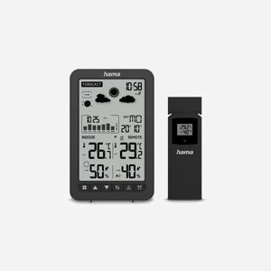 Hama Ko Samui Noir - Station Météo avec Capteur Extérieur, Baromètre/Hygromètre/Thermomètre, DCF, LCD Monochrome, Alimentation Batterie AAA - Miniature 1