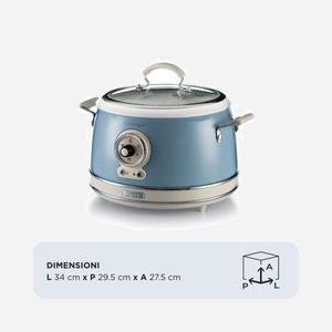 Ariete Cuiseur à Riz 2904/05 3.5L 700W Bleu Clair, Bol 1.8L, Vitrocéramique, 5 Programmes, Maintien au chaud 24h, Panier vapeur, 295x340x275mm - Miniature 2