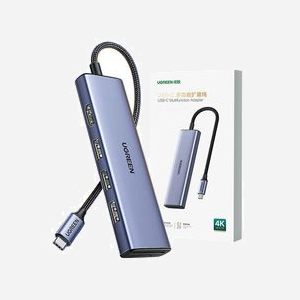Ugreen 20956A Hub USB Type-C 5000 Mbit/s Argent - 3x USB 3.0, 1x HDMI (3840x2160), Lecteur Cartes SD/MicroSD, Compatible Windows/macOS/Linux - Miniature 3
