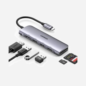 Ugreen 20956A Hub USB Type-C 5000 Mbit/s Argent - 3x USB 3.0, 1x HDMI (3840x2160), Lecteur Cartes SD/MicroSD, Compatible Windows/macOS/Linux - Miniature 4