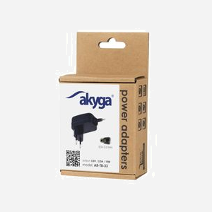 Akyga AK-TB-33 Adaptateur Secteur Universel 10W 5V 2A Intérieur - Entrée 110-240V, Sortie 5V DC 2A, Câble 1.5m, Dimensions 35x63x65mm, Noir - Miniature 5