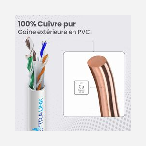 Extralink CAT6 UTP (U/UTP) 50M - Câble réseau intérieur, 4 paires torsadées, cuivre pur, gaine HDPE, PVC, bande passante 250MHz, Gigabit Ethernet - Miniature 2