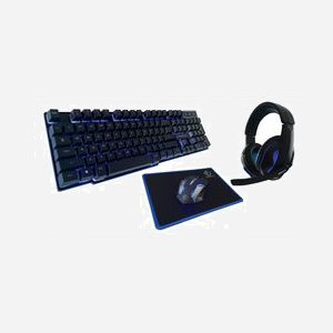 Rebeltec SHERMAN Kit Gaming USB QWERTY Anglais (Clavier 104 touches, Souris 2400 DPI, Casque) + Tapis de Souris, Rétroéclairage, Noir - Miniature 2