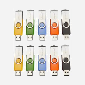 Intenso Basic Line Clé USB 16 Go USB 2.0 Type-A Pivotante - Compatible Windows 8+, macOS 10.x+ - Boîtier Métal/Plastique - Noir, Bleu, Vert, Orange, Jaune