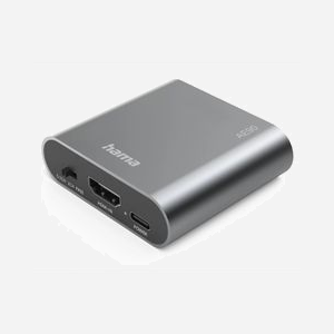 Hama 00205100 Séparateur Audio HDMI vers 3.5mm Argent - Connecteur 1 Femelle HDMI, Connecteur 2 Femelle 3.5mm, 58 x 16 x 53mm