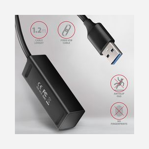 Axagon HUE-M1AL Hub USB 3.2 Gen 1 Type-A Aluminium Noir - 4 Ports USB 3.2 Gen 1 Type-A - Taux de transfert 5000 Mbit/s - Compatible Windows/macOS/Linux/Android/iOS - Miniature 5