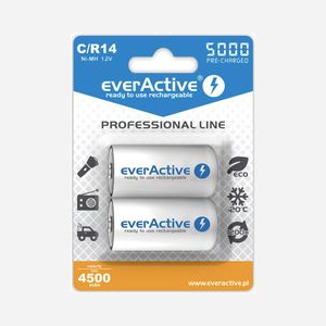Everactive EVHRL14-5000 : Pack de 2 Batteries Rechargeables NiMH 1.2V 5000 mAh Type LR14 Température d'opération -20°C à 50°C