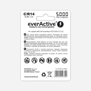 Everactive EVHRL14-5000 : Pack de 2 Batteries Rechargeables NiMH 1.2V 5000 mAh Type LR14 Température d'opération -20°C à 50°C - Miniature 2