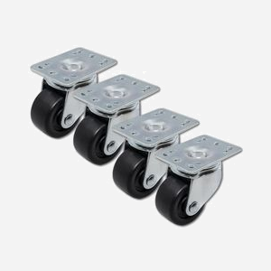 Qoltec 54508 - Kit de 4 Roulettes pour Racks, Corps en Acier/Plastique, Noir/Argent, Dimensions 55x85x70mm, avec Verrouillage, Poids 1.22kg - Miniature 2